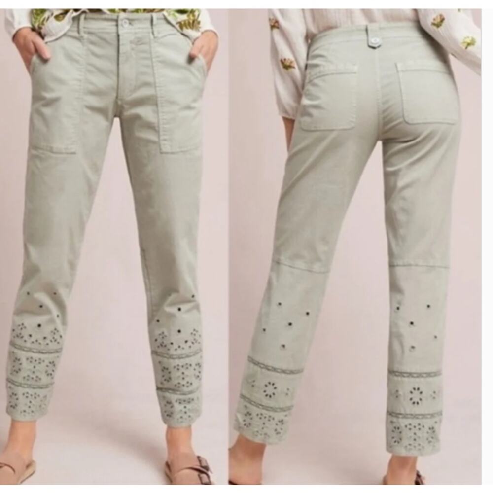 Anthropologie The Wanderer Lt. Sage Green Utility Pants sz 26 Petite